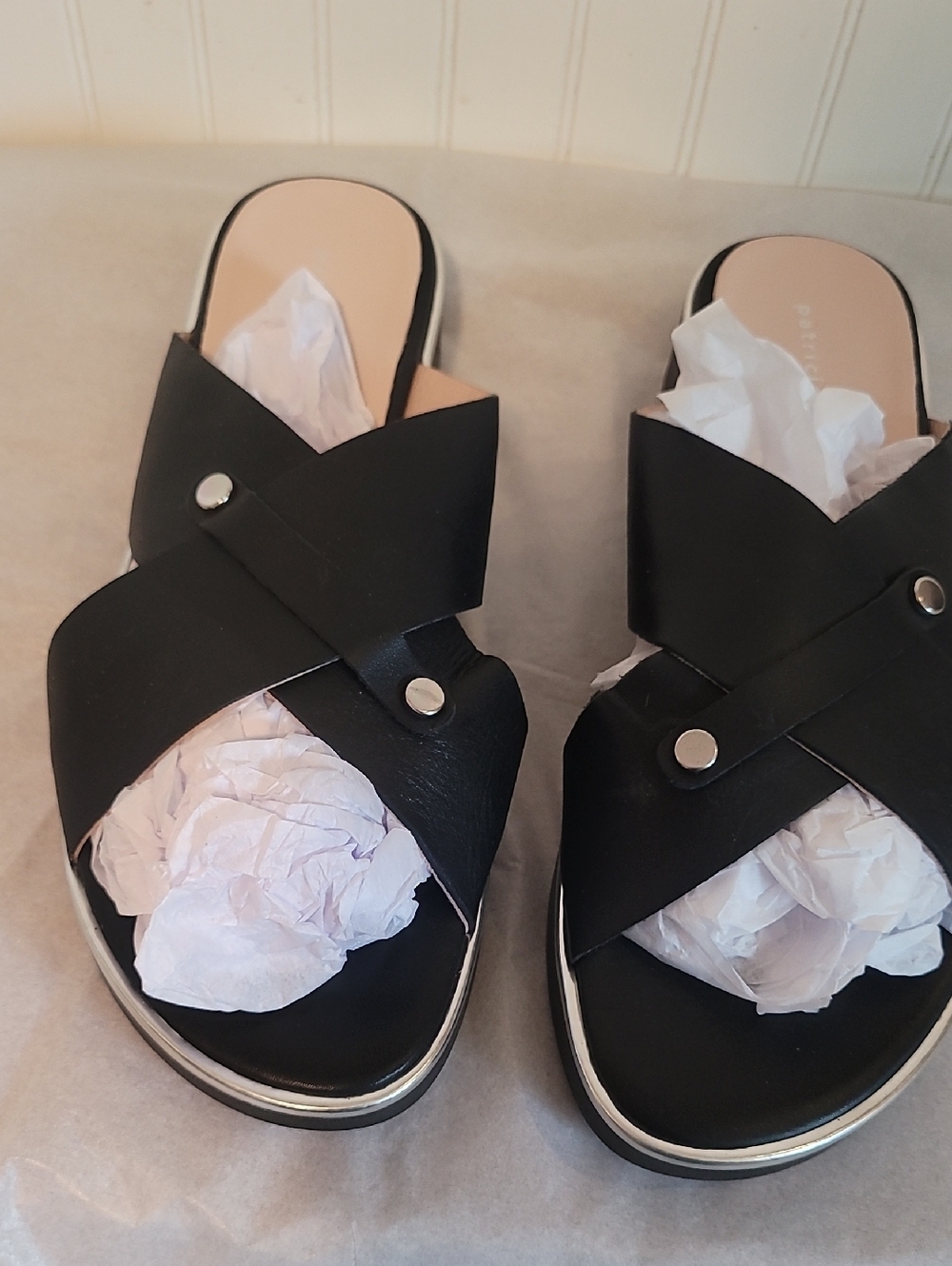 Patricia Green Catalina Sport Sandal Black Leather Slide Platform Size 40 Made I — image 2 of 8
